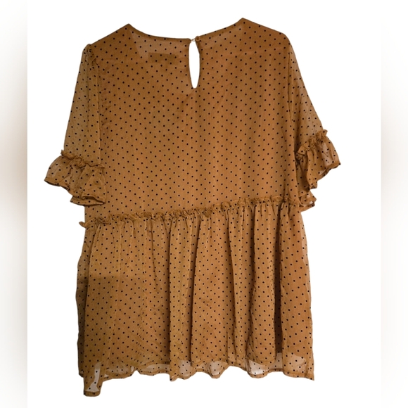 Hayden Brown/Black Polka Dot Ruffle Blouse Size Medium NWT - Picture 2 of 4
